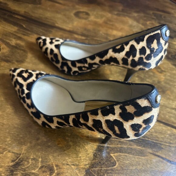 Michael Kors Leopard Print Calf Hair Pointed Toe Stiletto 3” Heels Size 8M - Picture 5 of 12